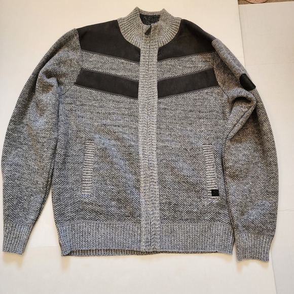 Buffalo David Bitton Other - Buffalo David Bitton Men's XL Tight-Knit Full Zip Sweater Gray Black Mock Neck